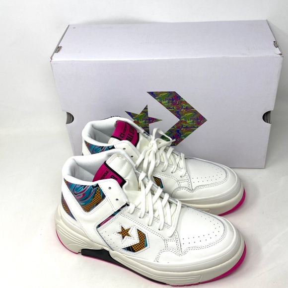 Converse Weapon CX Shoes Mid Top Pink White Leather Men Size Sneakers A00437C - Picture 6 of 10